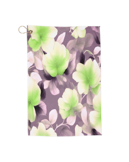 Lime Lavender Floral Bunch Golf Towel, 16" x 24"
