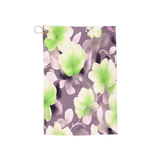 Lime Lavender Floral Bunch Golf Towel, 16" x 24"