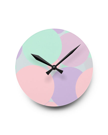 Pastel Peach and Soft Green Patches Acrylic Round Wall Clock, 8" x 8"