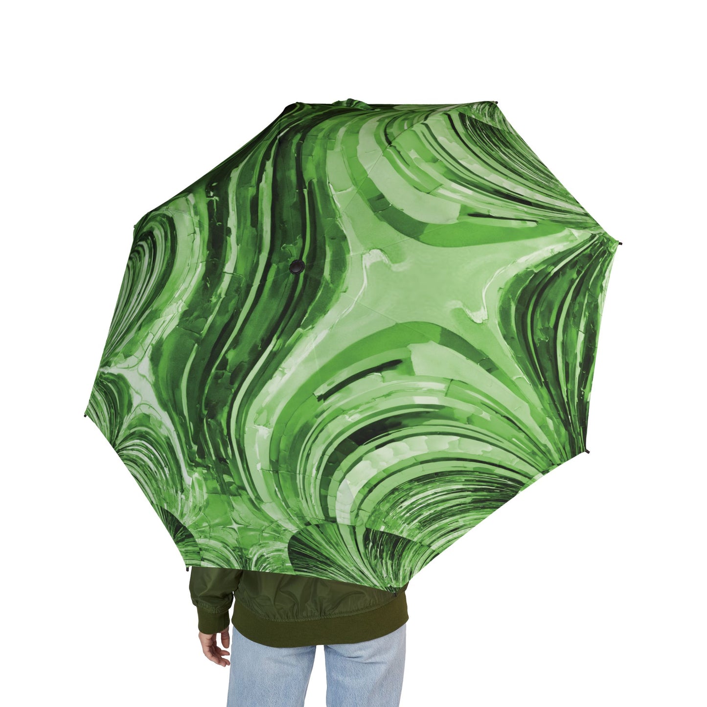 Uzi Spiral Mint Pastel Foldable Umbrella - Compact & Chic