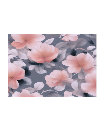 Peach and Blue Gray Floral Bunch Outdoor Rug, 60" x 84"