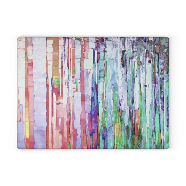 Striped Pastels 11" x 15" Glass Cutting Board