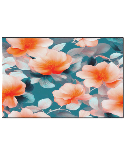 Orange Blossom Floral Bunch Heavy Duty Floor Mat, 48" x 72"