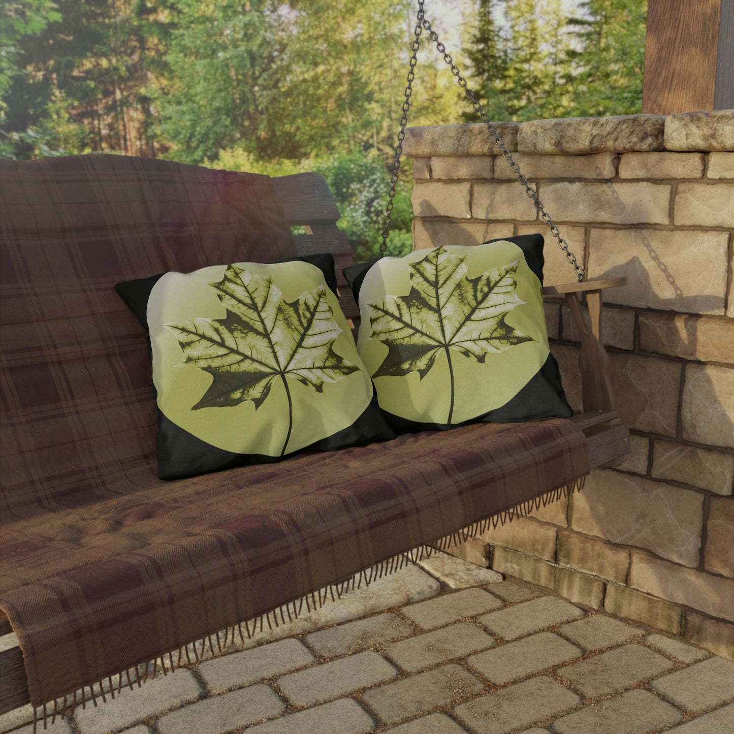 Lemongrass Maple Leaf 18" x 18" Outdoor Pillow