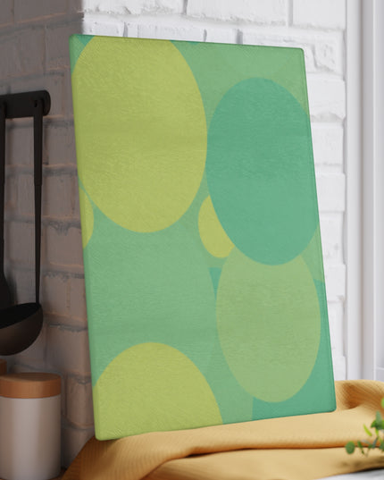 Pastel Green Patches 11" x 15" Glass Cutting Board