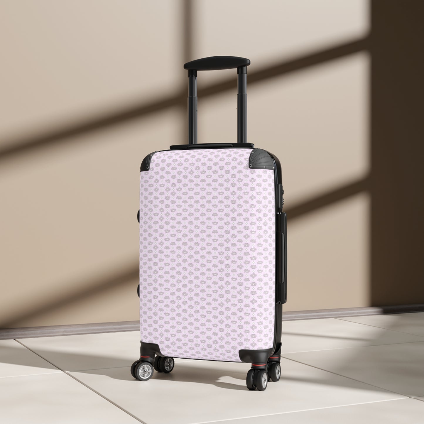 Pink Mornings Star-crossed Bodies Small Suitcase with built in lock, 4 double-wheels, telescopic handle, and ABS back hard-shell