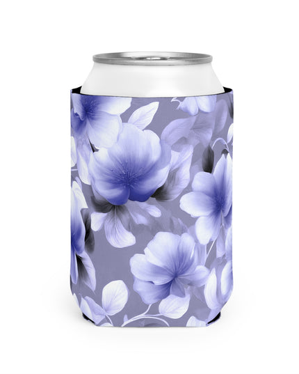 Indigo Blossom Floral Bunch 12 oz Can Cooler Sleeve