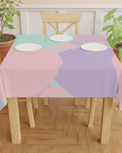 Pastel Peach and Soft Green Patches Tablecloth, 55" x 55"