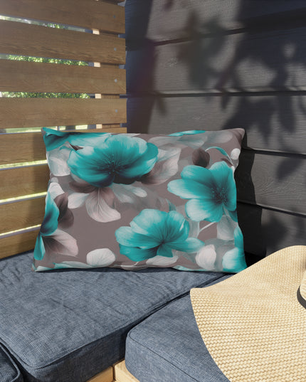 Tif Green Gray Floral Bunch Outdoor Pillow, 20" x 14"