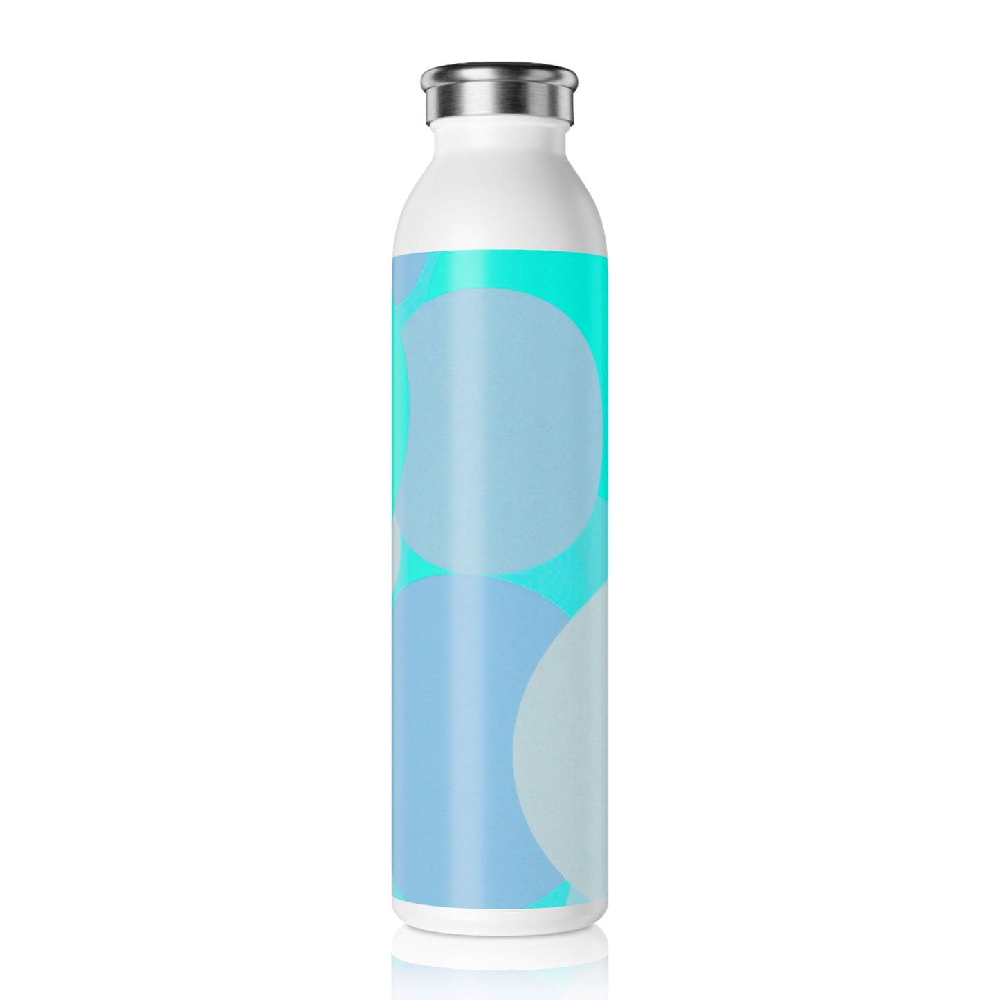 Pastel Tan and Tif Patches Slim Water Bottle, 20 oz White