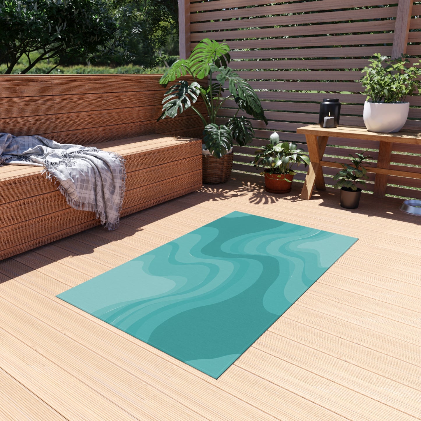 Tif Green Wavey 36" x 60" Outdoor Rug
