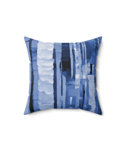 Striped Deep Blue 14" x 14" Faux Suede Square Pillow