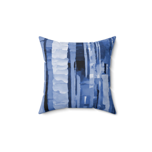 Striped Deep Blue 14" x 14" Faux Suede Square Pillow