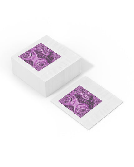 Uzi Spiral Powder Lavender Pastel White Coined Napkins, 4.8" x 4.8"