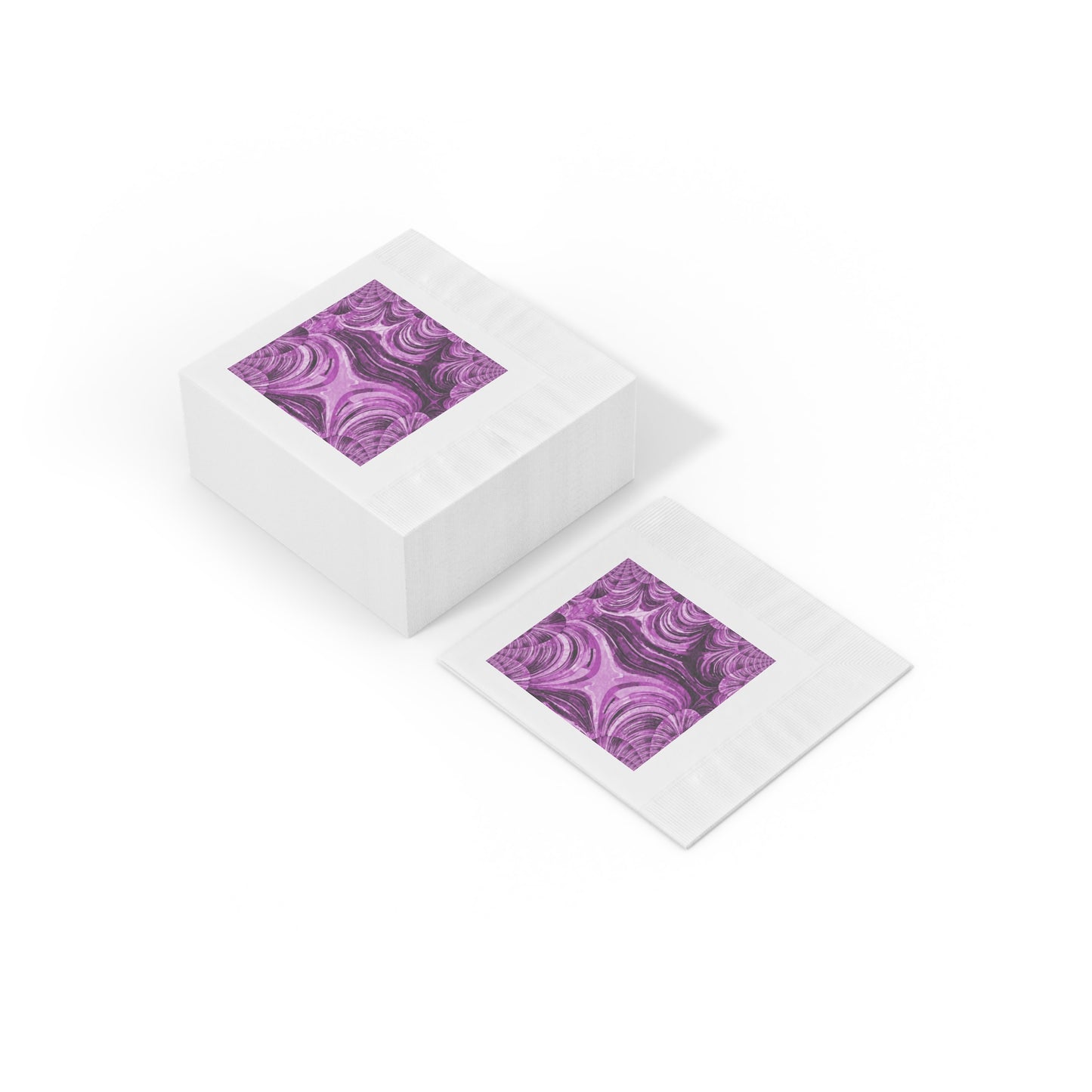 Uzi Spiral Powder Lavender Pastel White Coined Napkins, 4.8" x 4.8"