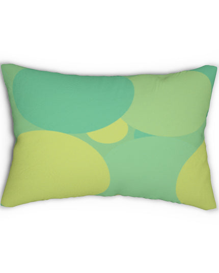 Pastel Green Patches Spun Polyester Lumbar Pillow, 20" x 14"