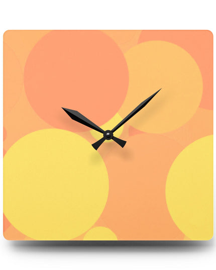 Pastel Bright Oranges Patches Acrylic Wall Clock, Round or Square, 10.75" x 10.75"