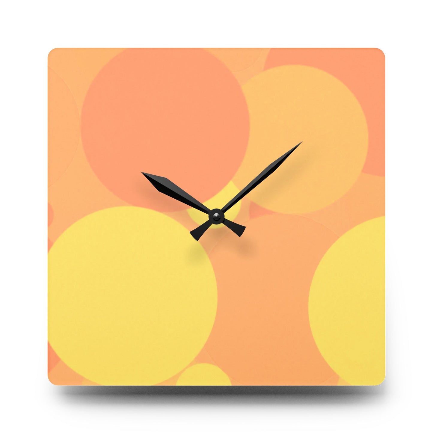 Pastel Bright Oranges Patches Acrylic Wall Clock, Round or Square, 10.75" x 10.75"