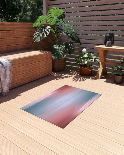 Gray Sea Pink Fog Outdoor Rug, 24" x 36"