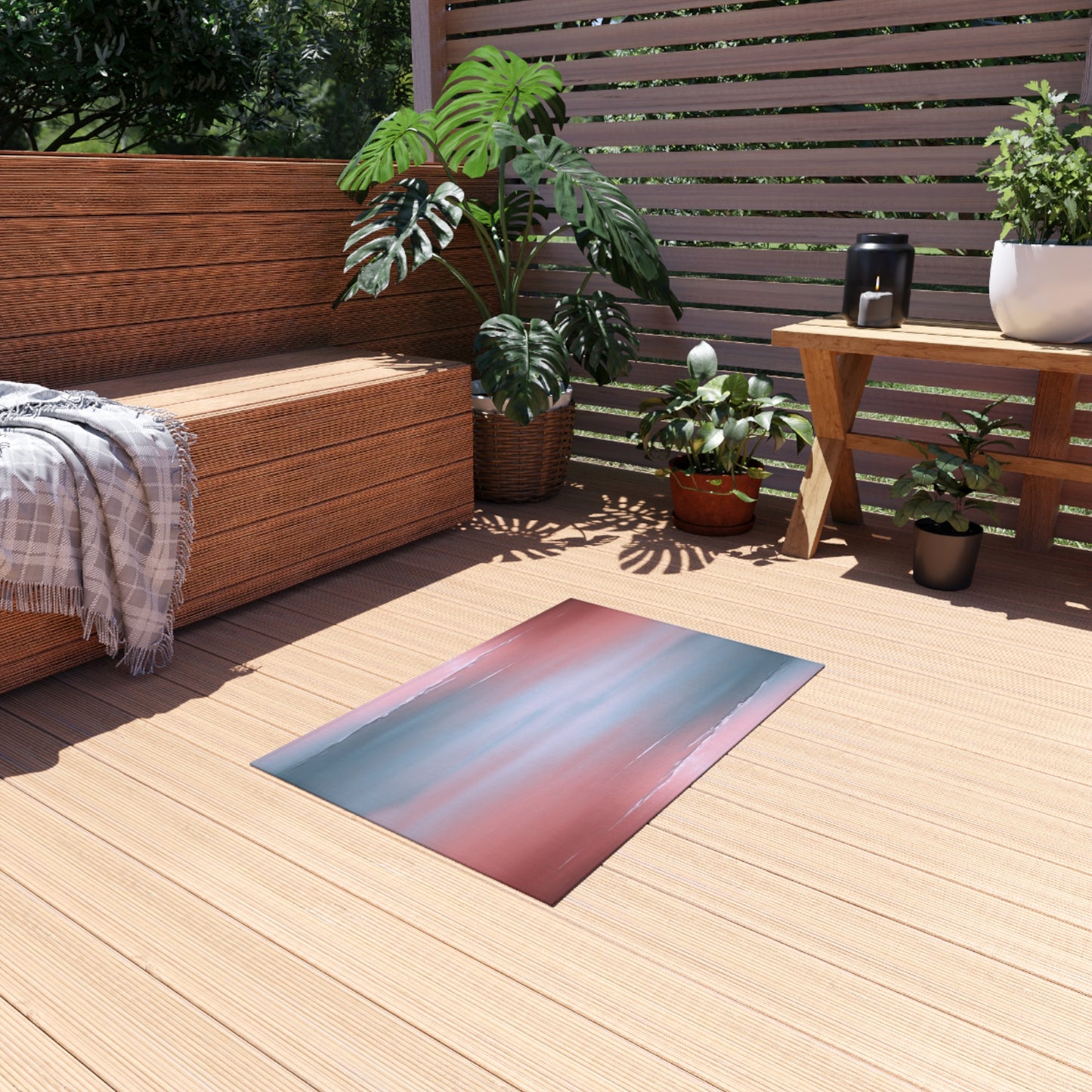 Gray Sea Pink Fog Outdoor Rug, 24" x 36"