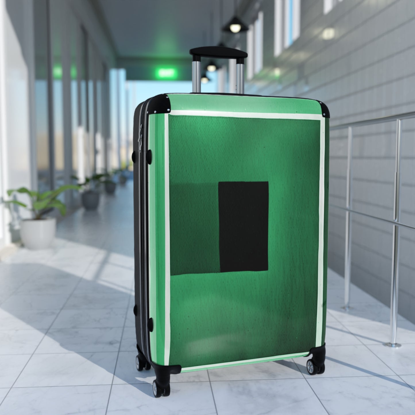 Mint Shadow Large Suitcase with built in lock, 4 double-wheels, telescopic handle, and ABS back hard-shell