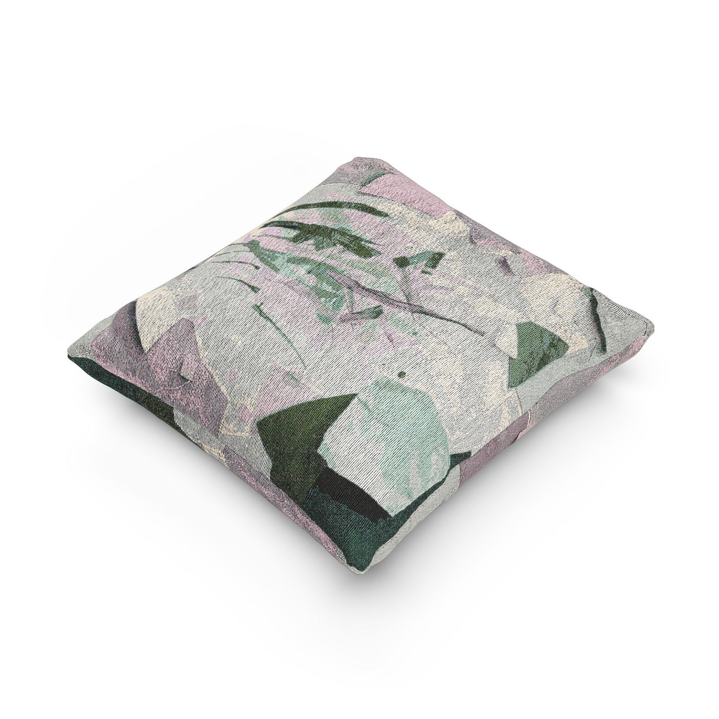 Deep Green Pink Paper Paint Woven Pillow, 17" x 18"