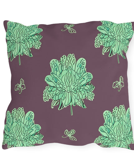 Mint Green Floral Butterflies 18" x 18" Outdoor Pillow