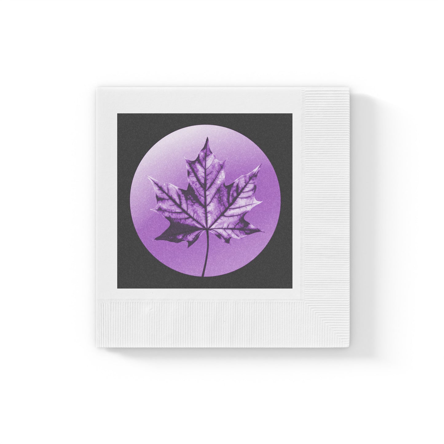 Purple Maple Leaf White Coined Napkins, 6.5" x 6.5"