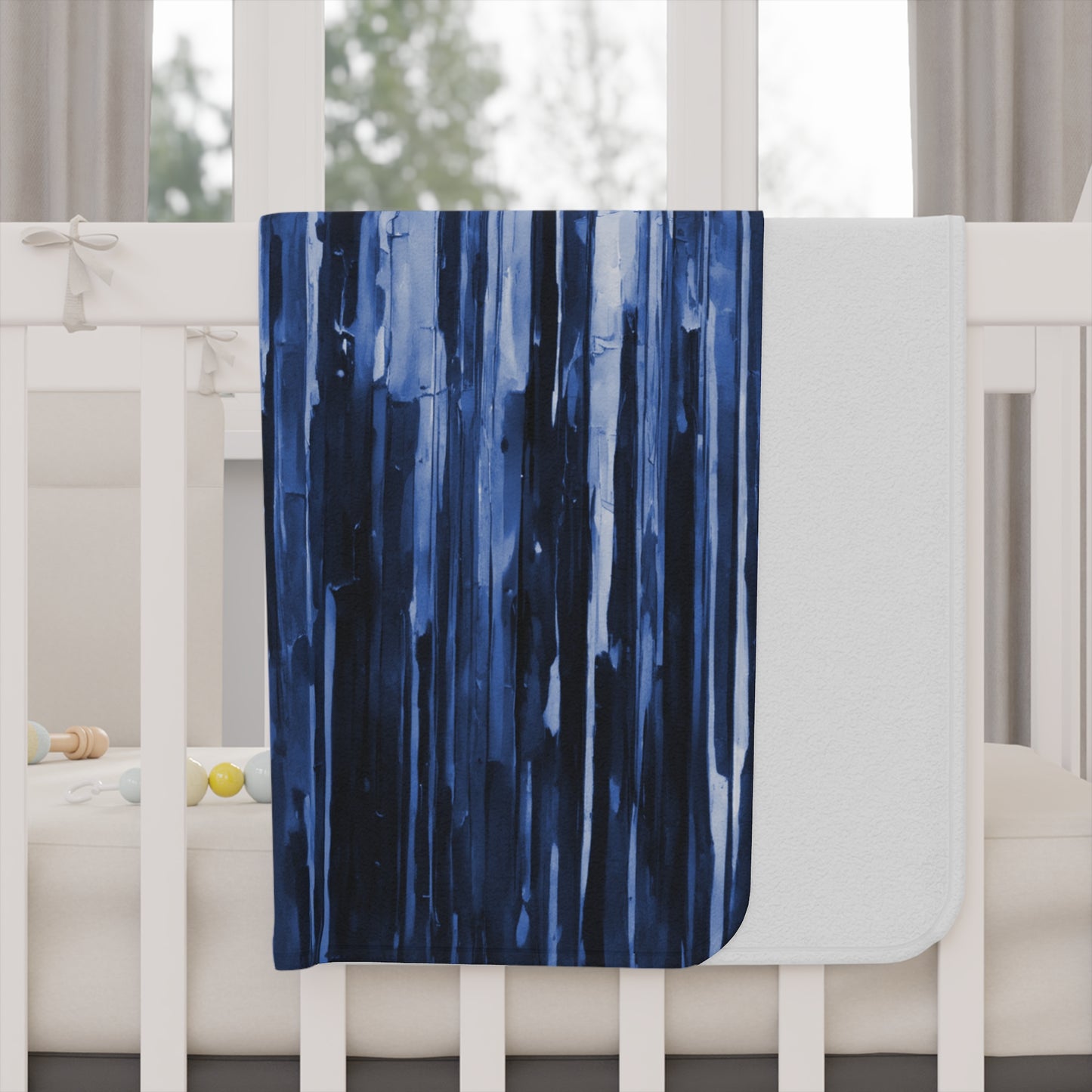 Striped Deep Blue Toddler Blanket, 30" x 40"