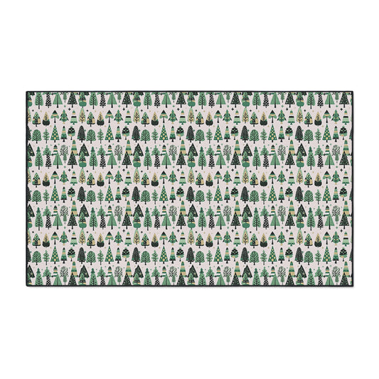 Mini Vintage Green Trees 36" x 60" Heavy Duty Floor Mat