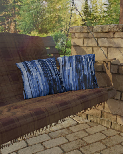 Striped Deep Blue Pastel 16" x 16" Outdoor Pillow
