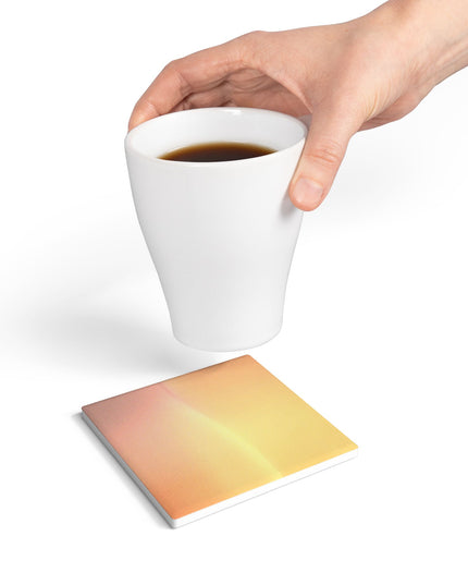 Hot Peach Fade 4" x 4" Square Ceramic Coaster
