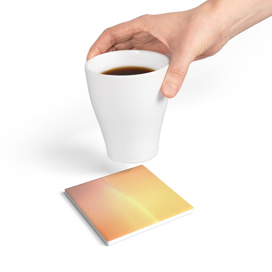 Hot Peach Fade 4" x 4" Square Ceramic Coaster
