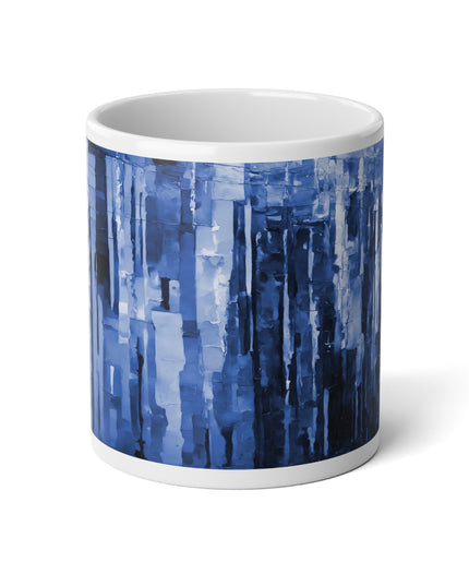 Striped Deep Blue 20 oz White Glossy Jumbo Mug