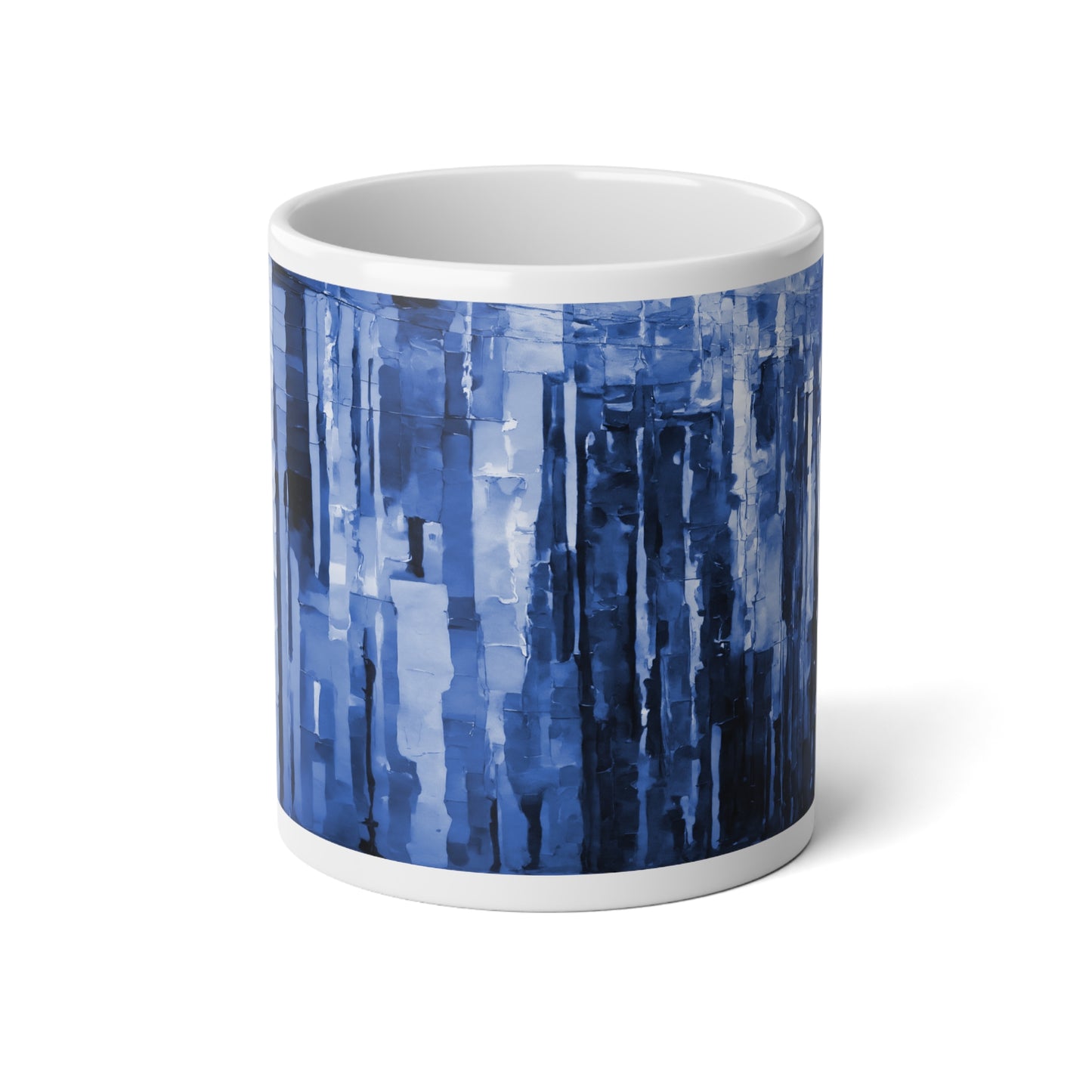 Striped Deep Blue 20 oz White Glossy Jumbo Mug