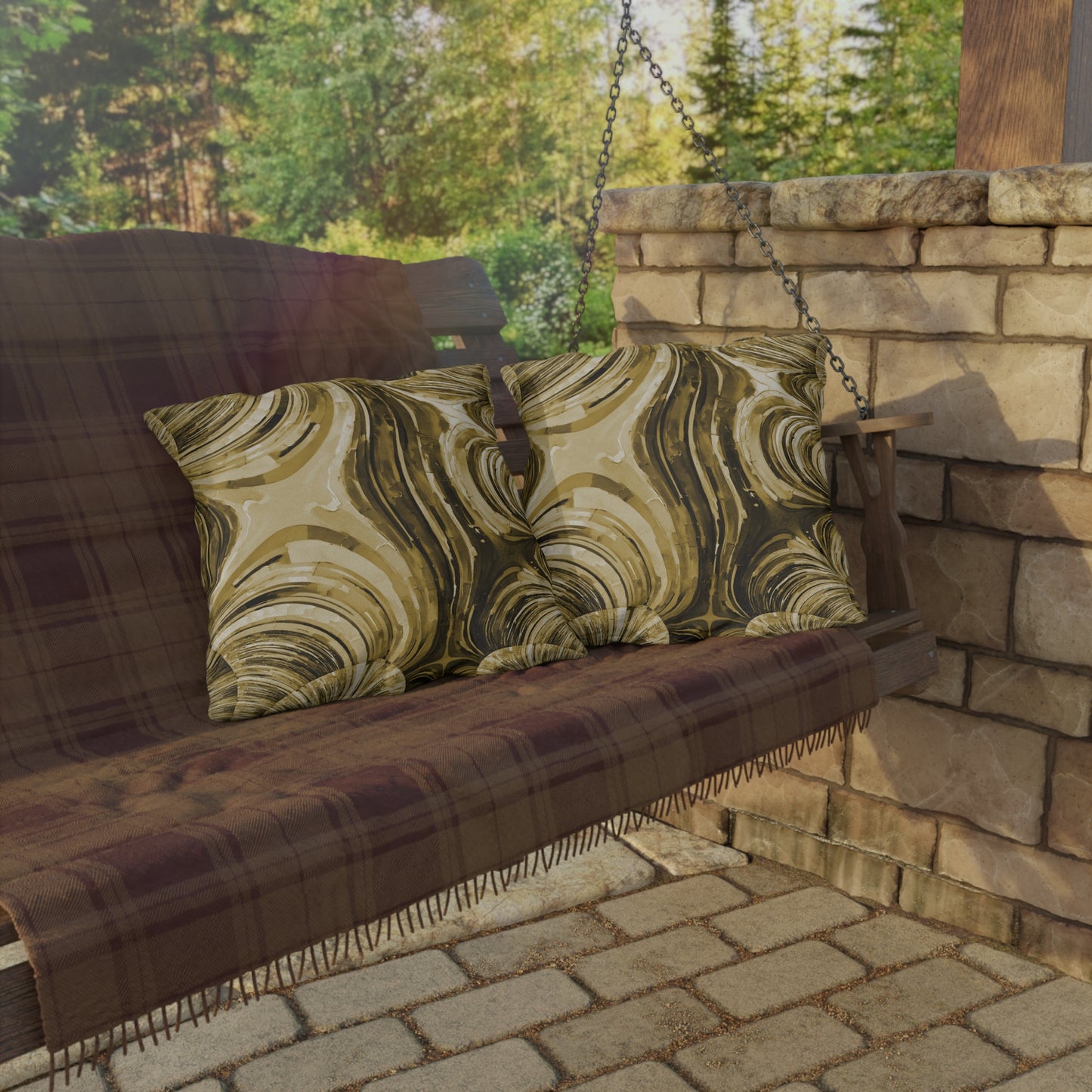 Uzi Spiral Light Brown 20" x 20" Outdoor Pillow