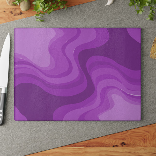 Wavey Purple Wavey Glass Cutting Board, 11" x 15"