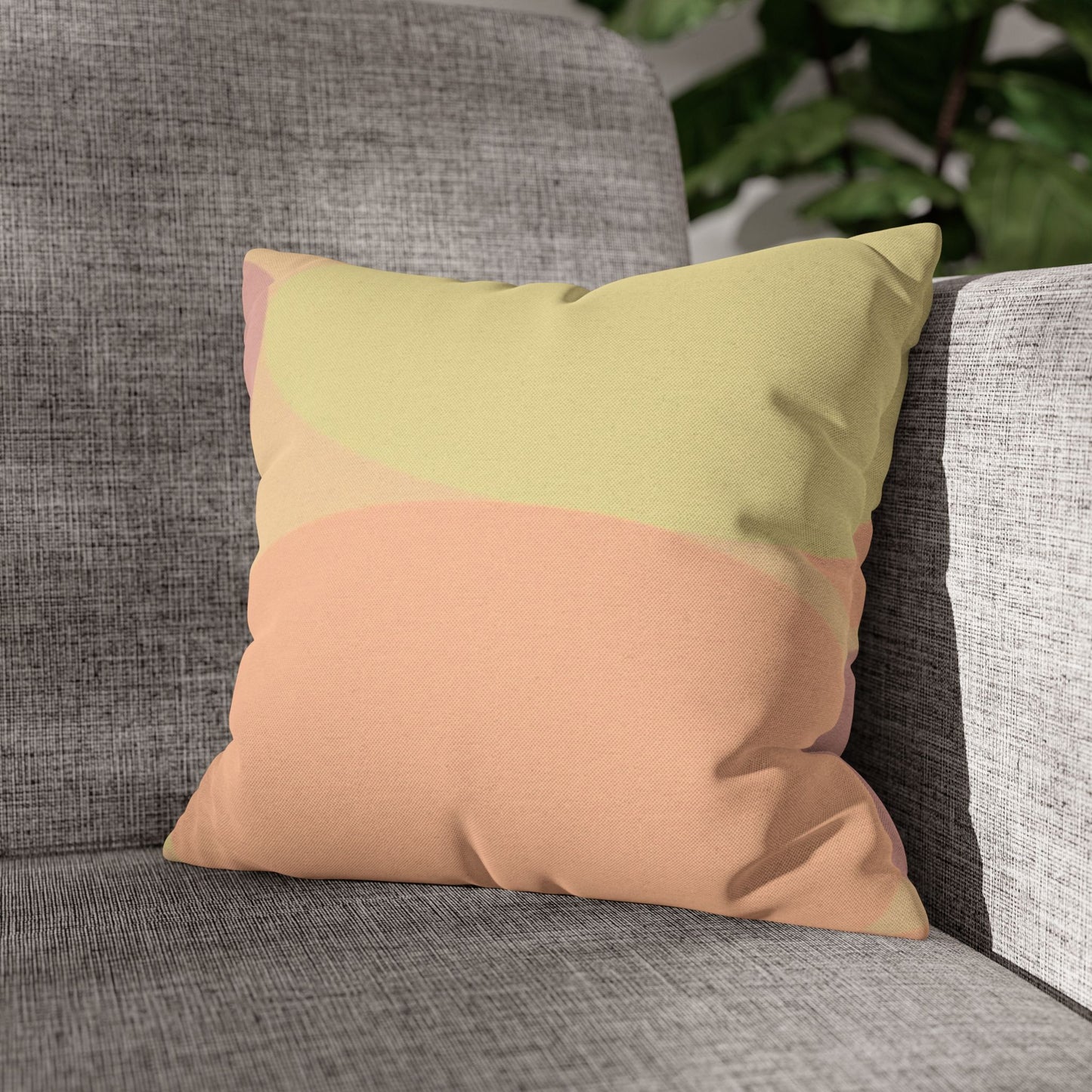 Pastel Hot Peach Patches Spun Polyester Square Pillowcase, 14" x 14"