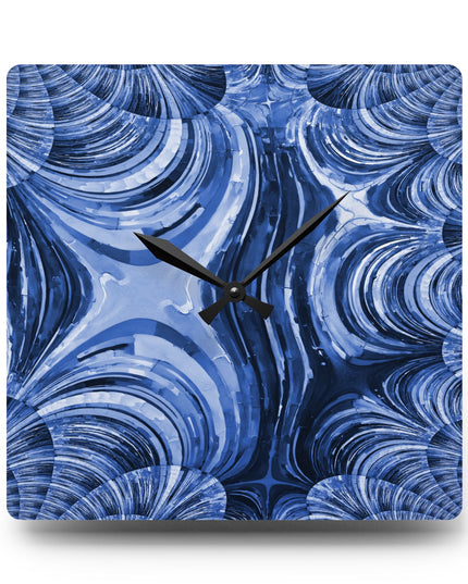 Uzi Spiral Deep Blue Acrylic Wall Clock, Round or Square, 10.75" x 10.75"