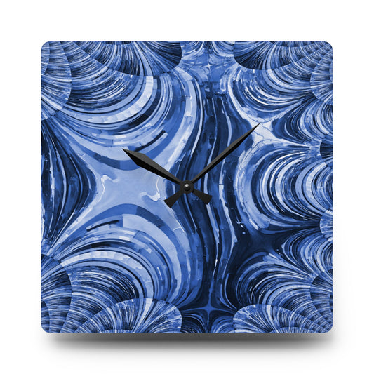 Uzi Spiral Deep Blue Acrylic Wall Clock, Round or Square, 10.75" x 10.75"
