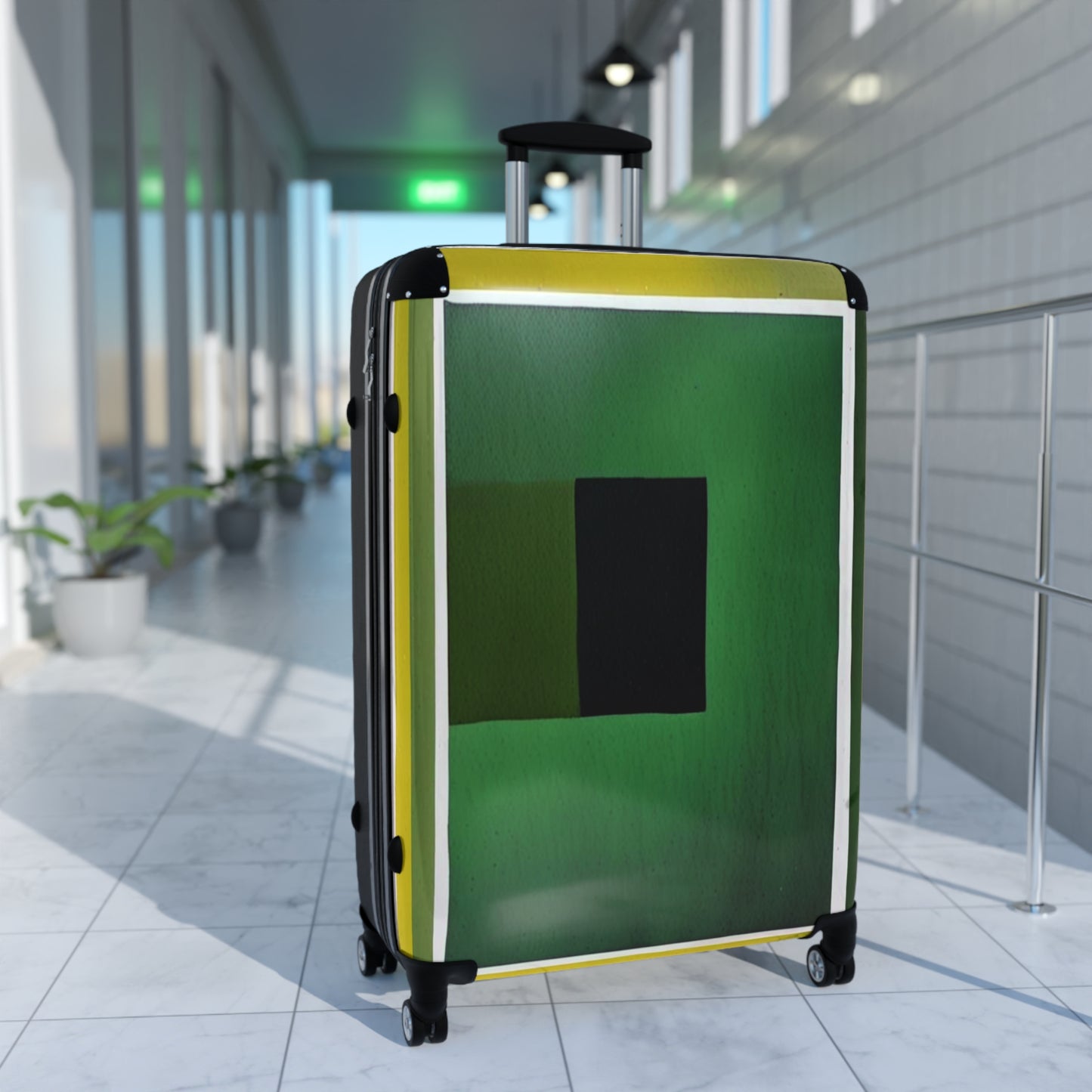 Alpha Shadow Large Suitcase with built in lock, 4 double-wheels, telescopic handle, and ABS back hard-shell