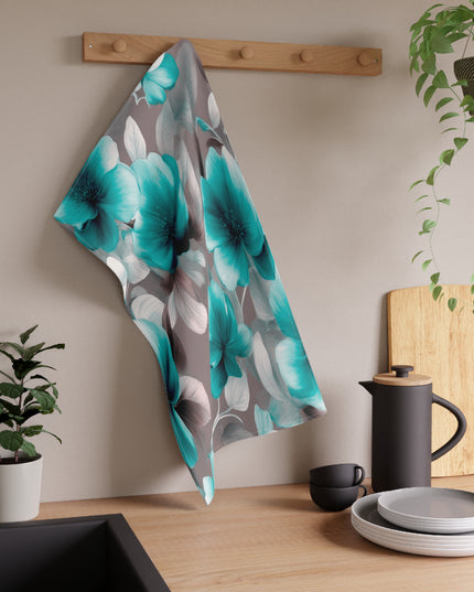 Tif Green Gray Floral Bunch Tea Towels (cotton, poly), 18" x "30
