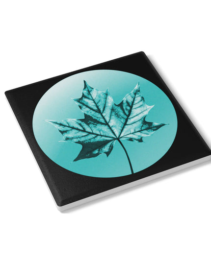 Tif Green Maple Leaf 4" x 4" Square Ceramic Coaster