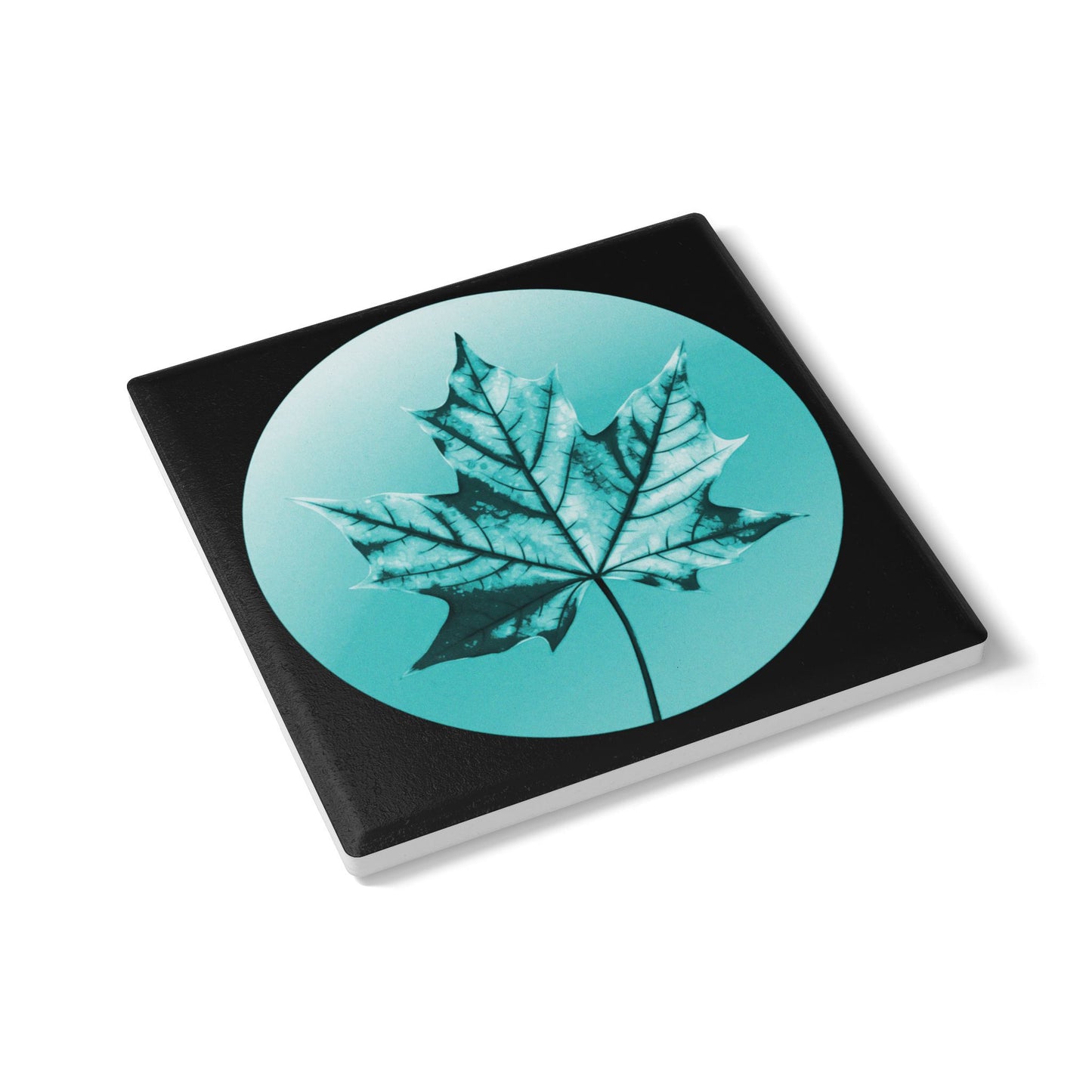 Tif Green Maple Leaf 4" x 4" Square Ceramic Coaster