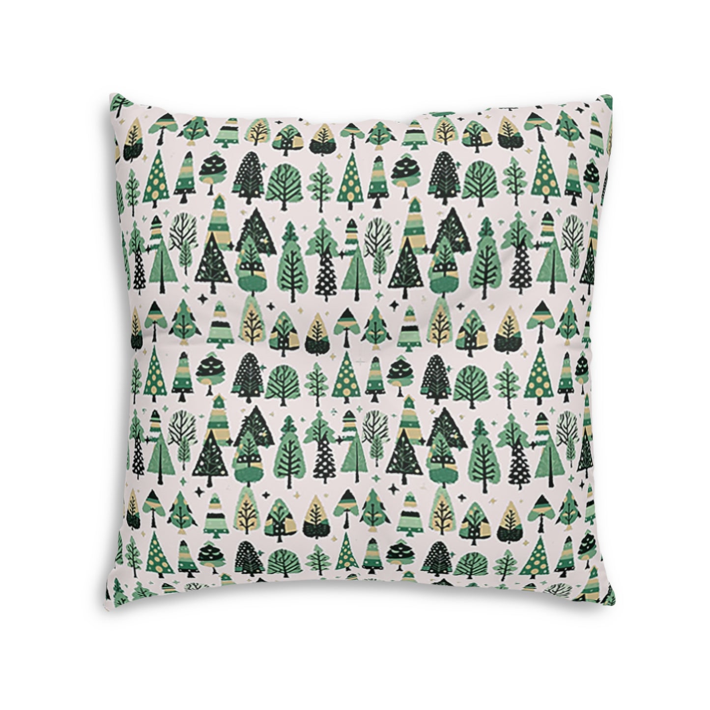 Mini Vintage Green Trees Tufted Floor Pillow, Square, 30' x 30'
