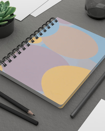 Pastel Baby Blue and Peach Patches Spiral Bound Journal, 5" x 7" 150 pages