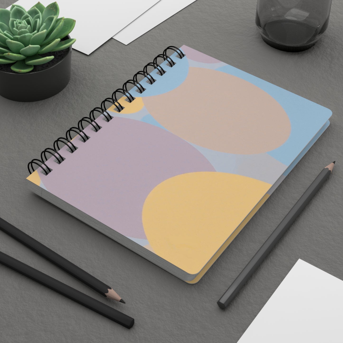 Pastel Baby Blue and Peach Patches Spiral Bound Journal, 5" x 7" 150 pages