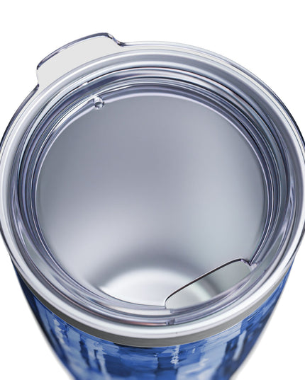 Striped Deep Blue Ringneck Tumbler, 20oz in white
