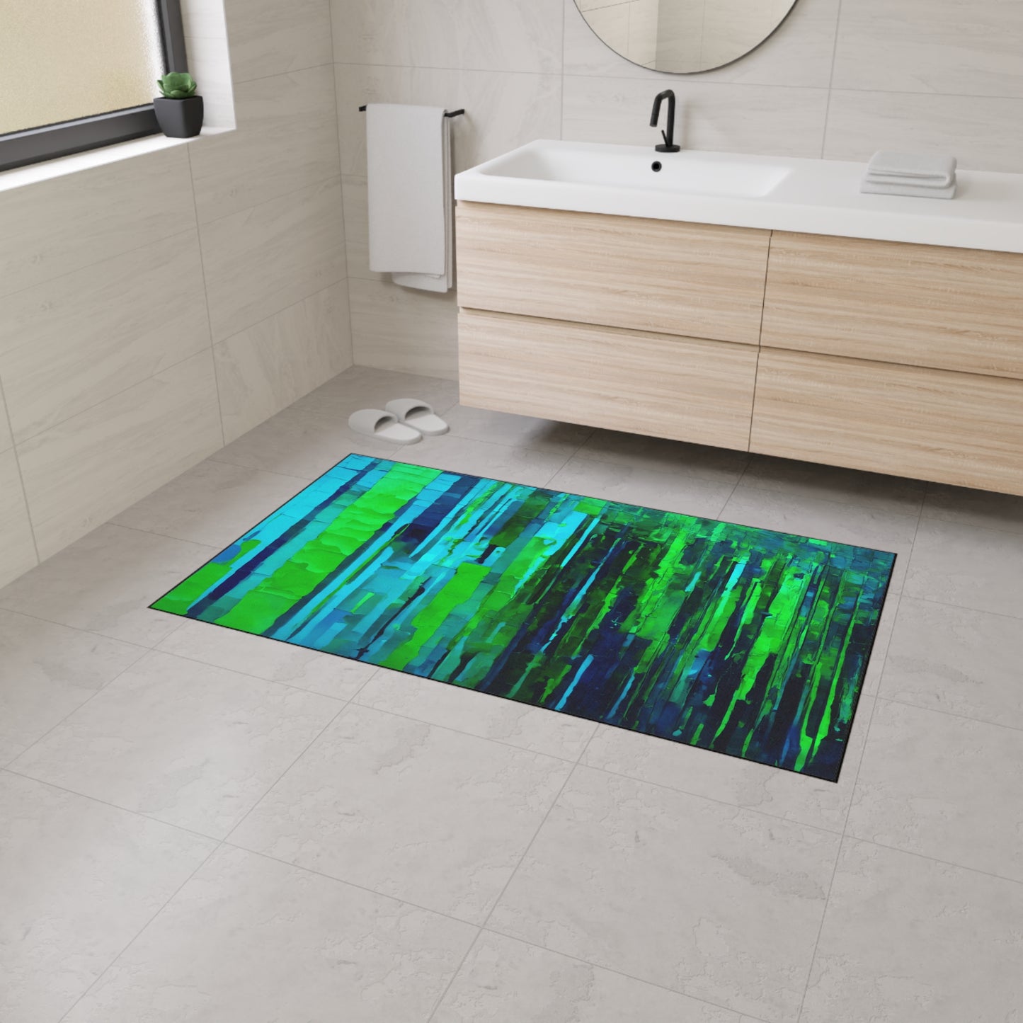 Striped Blue Green 36" x 60" Heavy Duty Floor Mat