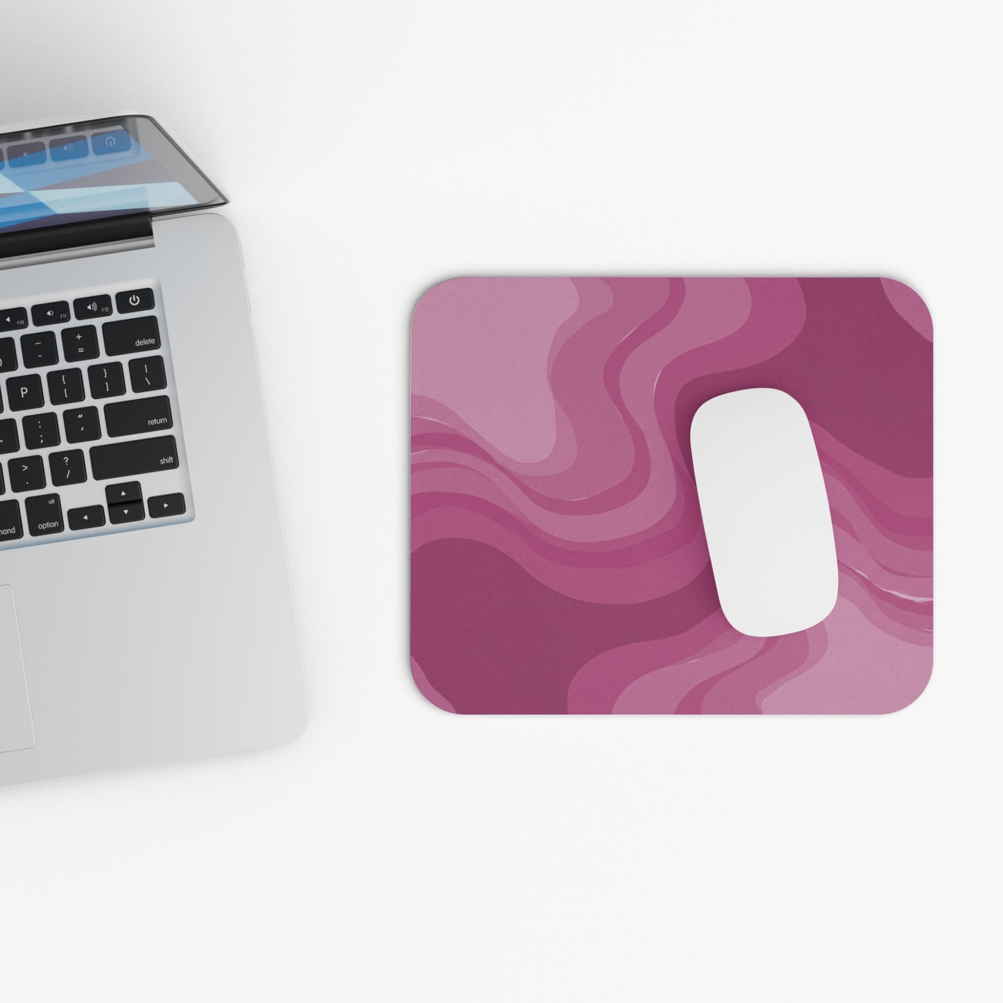Pinky Mauve Wavey Mouse Pad, 9" x 8" Rectangle